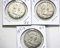 3 X 1951 US Half Dollars