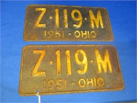 Pair of 1951 Ohio License Plates