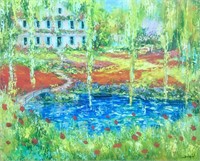 Duaiv "Monet Garden" Signed Giclee on Canvas