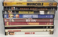 Lot of 9 DVDs, Invincible, Friday Night Lights,