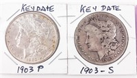 Coin 2 Morgan Silver Dollars 1903 & 1903-S