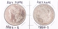 Coin 2 Morgan Silver Dollars 1883-S & 1884-S