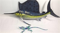 Tiki Bar swordfish 2' and metal lizard