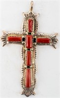 Jewelry Sterling Silver Coral Cross Pendant