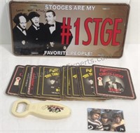 The Three Stooges license plate, coasters,