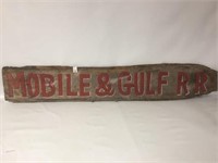 Hand Painted Mobile & Gulf RR Wood Sign