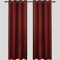 Pair Of Grommeted Red Curtains