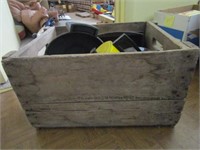 neat Primitive crate with kitchen items (pick up