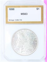 Coin  1898 Morgan Silver Dollar PCI MS63