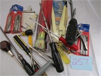 Lot of screw drivers, punches,  and scrapers