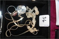 6pc Sterling; 2 necklaces, 3 pendants, 1 ring