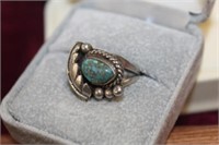 Sterling & Turquoise Ring marked KC