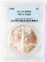 Coin 1988 American Silver Eagle PCGS MS69