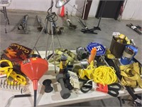 TABLE LOT WEIGHTS, TABE, LIGHTS, TOW STRAPS, ECT