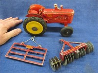 3 old "massey-harris toys" (tractor-disc-harrow)