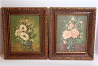 Framed Floral Prints in Copper Finish