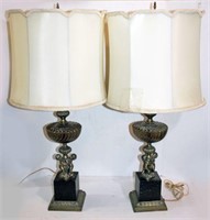 Two Glass and Cast Figural Table lamps