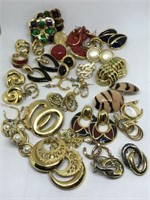 Selection of Gold Toned Costume Jewelry Earrings