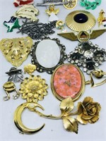 Assortment of Costume Jewelry Brooches