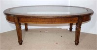 Oval Coffee Table with Etched Glass Inset