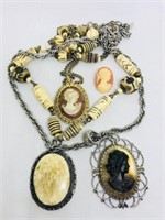 Beautiful Cameo Style Necklaces and Brooche