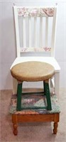 Painted Wood Chair with Mosaic Tile