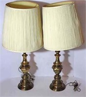 Two Brass Finish Table Lamps