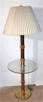 Brass Finish and Wood Band Floor Lamp