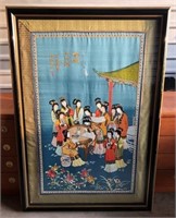 Large Framed Asian Embroidered Silk