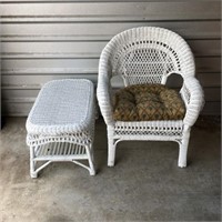 Wicker Chair and Small Table