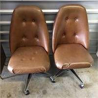 Mid Century Tuft Back Chairs on Casters