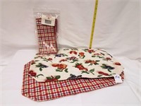 (2) Cherry Red Plaid Placemat & Napkin Sets