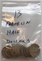 (13) Franklin Half Dollars