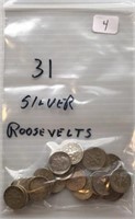 31 Silver Roosevelt Dimes