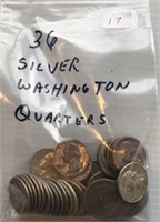 36 Silver Washington Quarters