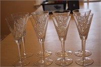 8 Pinwheel Crystal Wine Glasses