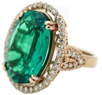 14kt Rose Gold 11.22 ct Emerald & Diamond Ring