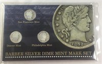 Barber Silver Dime Mint Mark Set