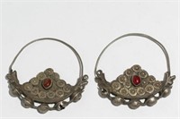 Tribal Silver Earrings, Likely Middle Eastern