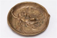 Art Nouveau Gilt Brass Trinket Tray with Nude