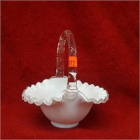 White Silver Crest Ruffled Edge Candy Dish