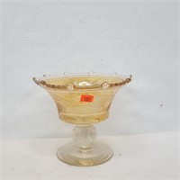 Light Amber Cut to Clear Crystal Candy Dish
