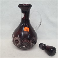 Ruby Red Cut to Clear Crystal Decanter