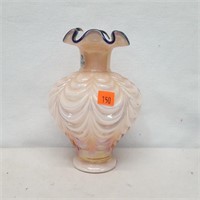 Fenton White Cased  Sunset Pink  Drapery  Vase