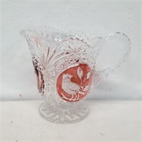 Hofbauer Red Bird Cut to Clear Crystal Pitcher
