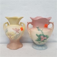 2 Hull Vases w/ Flowers