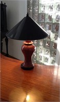 Small red and black ginger jar lamp