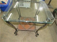 Glass Top Metal Leg Heavy End Table