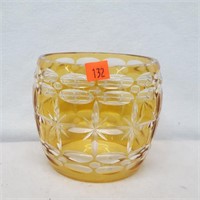 Yellow Cut to Clear Crystal Bowl
