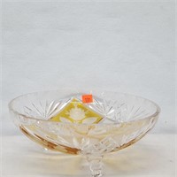 Clear and Yellow Cut to Clear Crystal Bowl